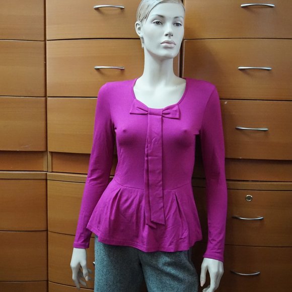 WORK PEPLUM BLOUSE LONG SLEEVE EUROPEAN S M L - Picture 1 of 4
